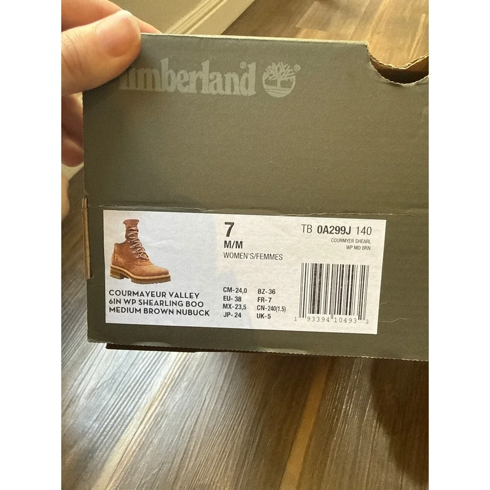 Timberland Courmayeur Valley Boot Women 7 Brown Shearling Waterproof 0A299J